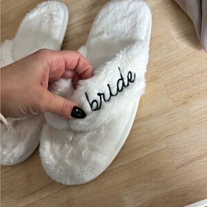 White Furry Bride Slippers